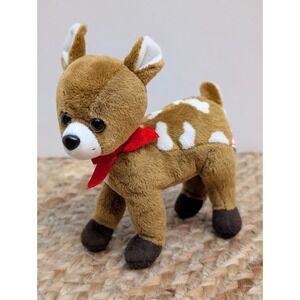 Ty Chestnut the Deer Plush Fawn‎ Spots Red Bow Stuffed Animal 6"